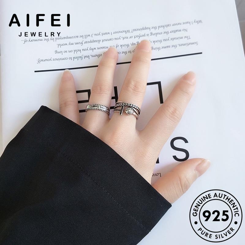 AIFEI JEWELRY nhẫn quốc bạc t phụ thời kiện nữ chữ hàn thập 925 thật sức bản trang nguyên R1127
