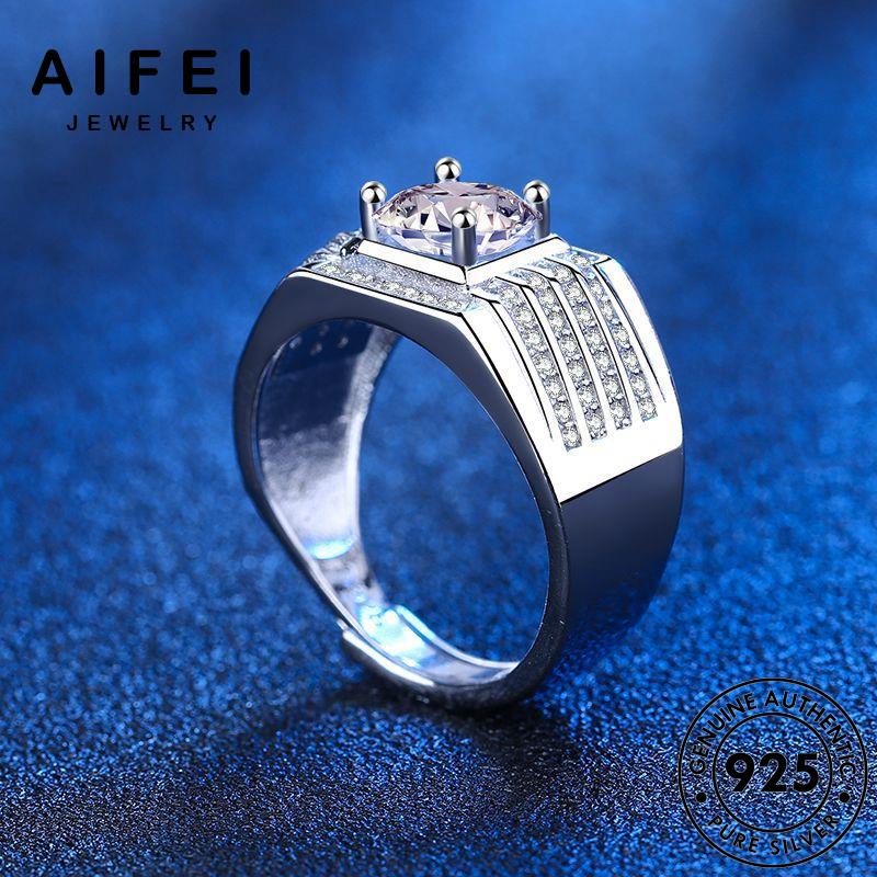 AIFEI JEWELRY nhân trang nguyên 925 moissanite kiện bạc thời cương kim nam phụ hàn nhẫn quốc thật cách bản sức R1137
