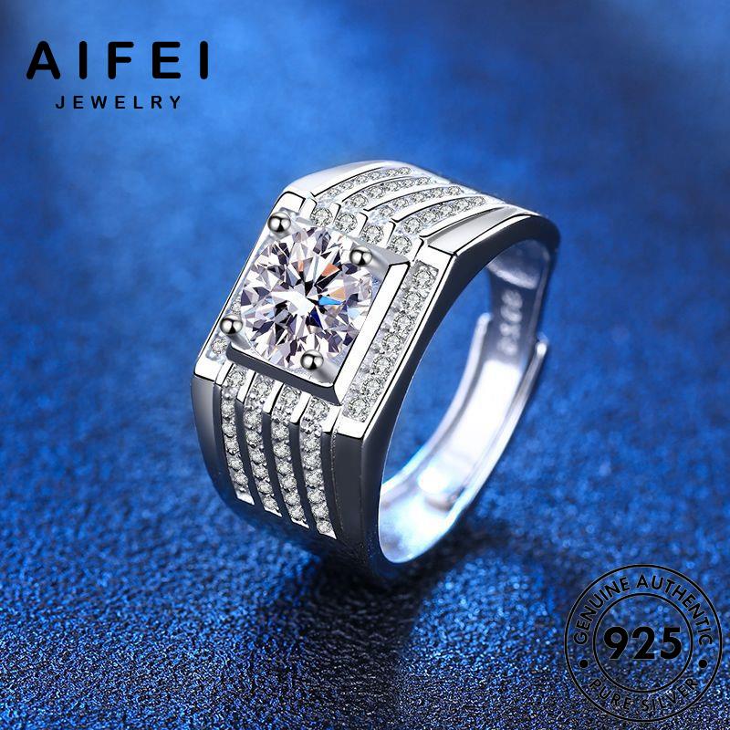 AIFEI JEWELRY nhân trang nguyên 925 moissanite kiện bạc thời cương kim nam phụ hàn nhẫn quốc thật cách bản sức R1137