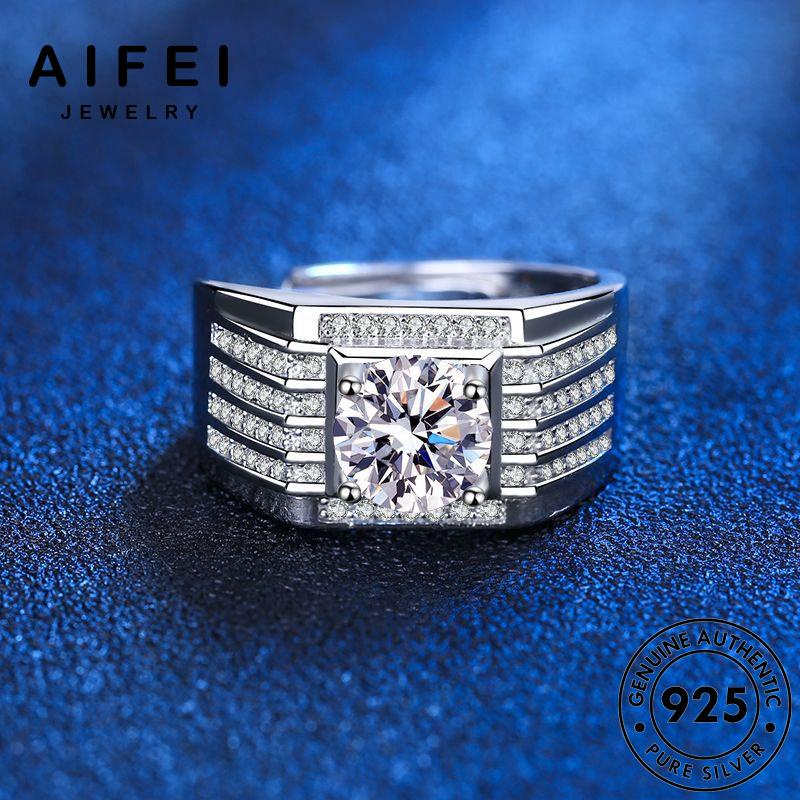 AIFEI JEWELRY nhân trang nguyên 925 moissanite kiện bạc thời cương kim nam phụ hàn nhẫn quốc thật cách bản sức R1137