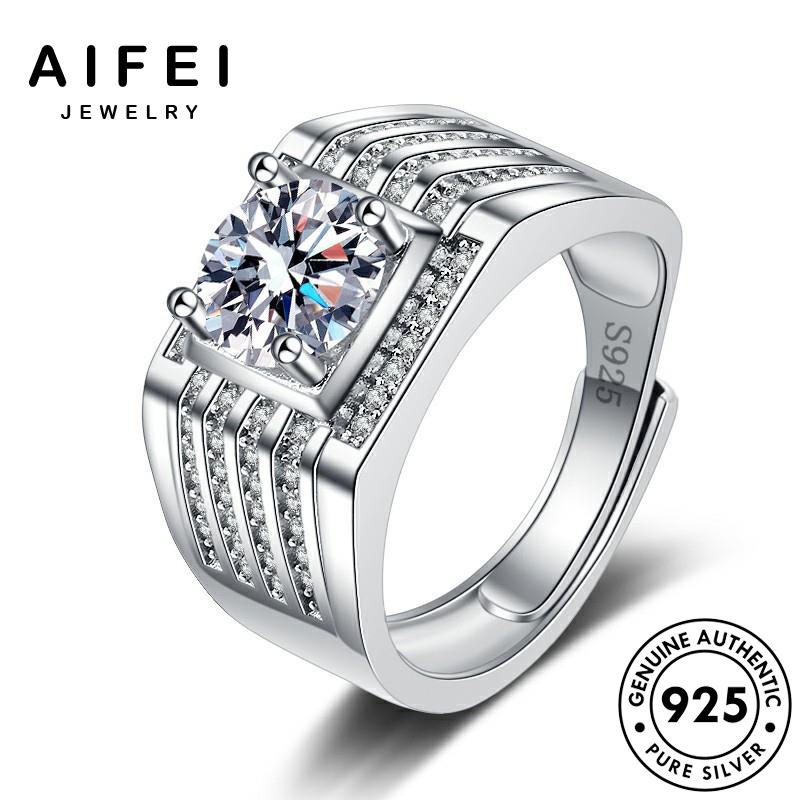 AIFEI JEWELRY nhân trang nguyên 925 moissanite kiện bạc thời cương kim nam phụ hàn nhẫn quốc thật cách bản sức R1137