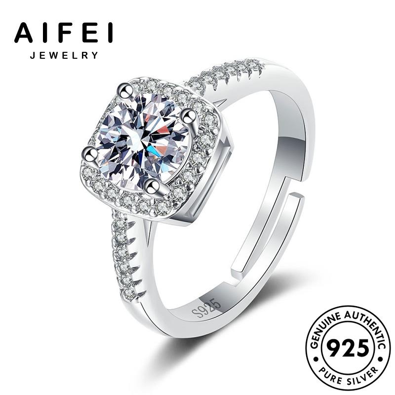 AIFEI JEWELRY thời quốc 925 nguyên sức bản công phụ nhẫn chúa trang hàn nữ kiện moissanite thật kim cương cắt bạc R1099