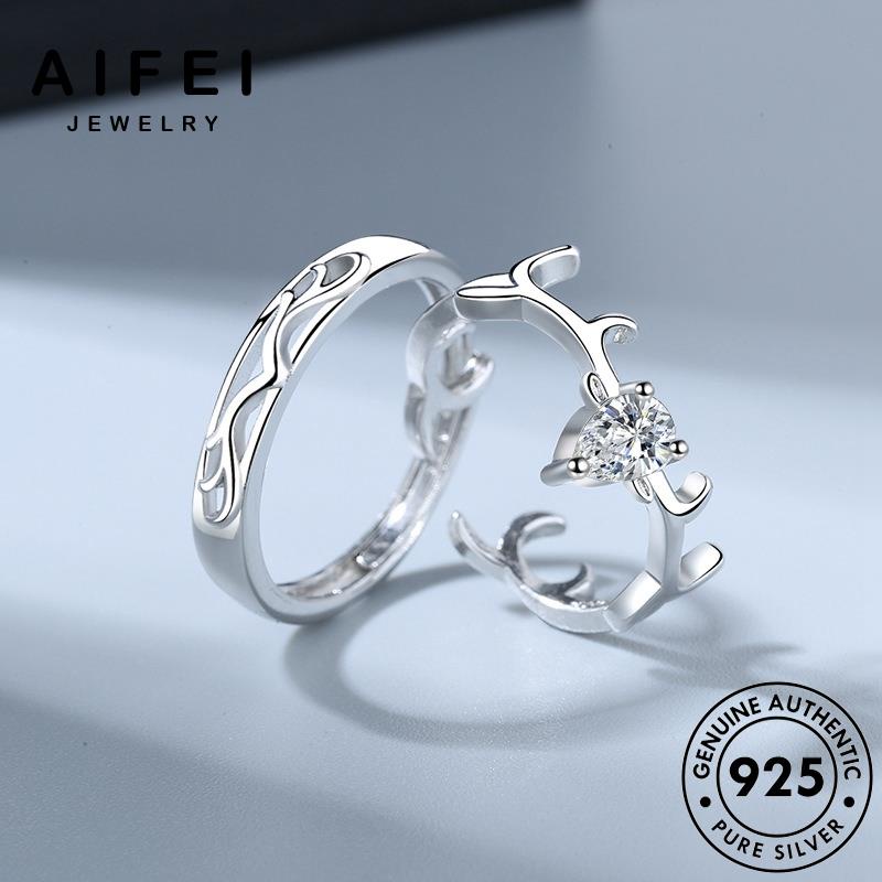 AIFEI JEWELRY kiện nhẫn phụ nai kim hàn sức 925 tấm cương quốc thời cặp moissanite sừng thật trang đôi bản bạc nguyên R1169