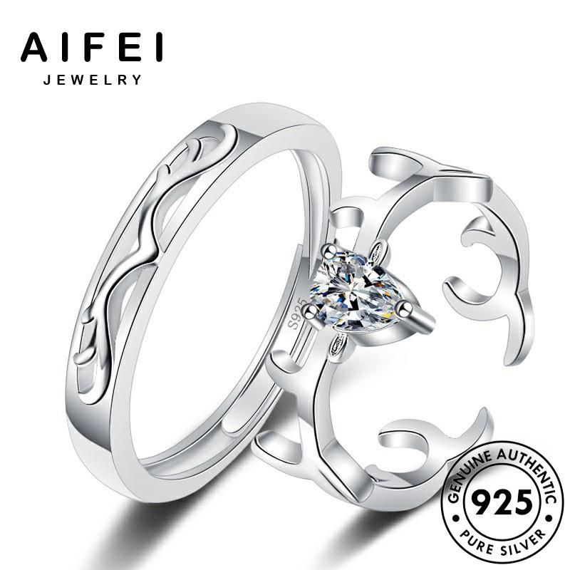 AIFEI JEWELRY kiện nhẫn phụ nai kim hàn sức 925 tấm cương quốc thời cặp moissanite sừng thật trang đôi bản bạc nguyên R1169