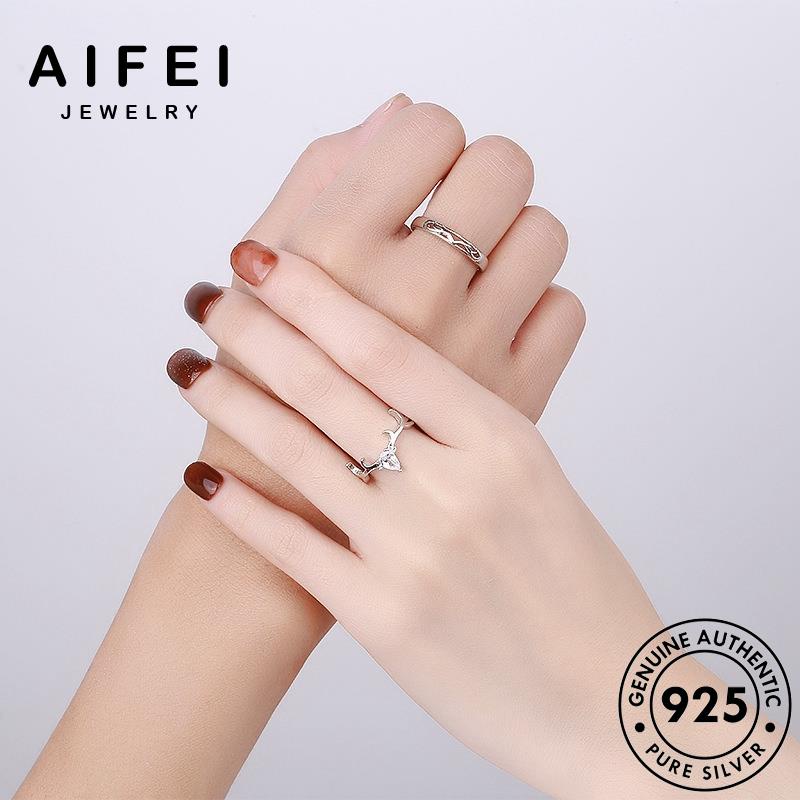AIFEI JEWELRY kiện nhẫn phụ nai kim hàn sức 925 tấm cương quốc thời cặp moissanite sừng thật trang đôi bản bạc nguyên R1169