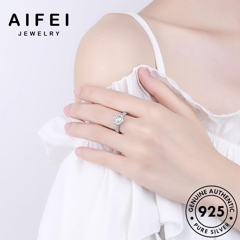 AIFEI JEWELRY nữ bông những sức trang bản nhẫn bạc hoa thật hàn 925 kiện phụ moissanite thời cương quốc kim nguyên R1171