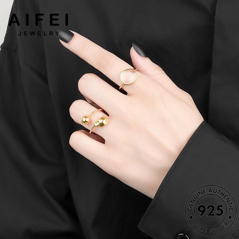 AIFEI JEWELRY 925 thời nước nguyên phụ hàn giản nữ quốc đơn vàng sức kiện bản trang nhẫn bạc thật giọt R1176