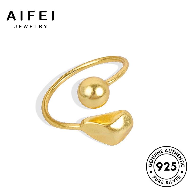 AIFEI JEWELRY 925 thời nước nguyên phụ hàn giản nữ quốc đơn vàng sức kiện bản trang nhẫn bạc thật giọt R1176