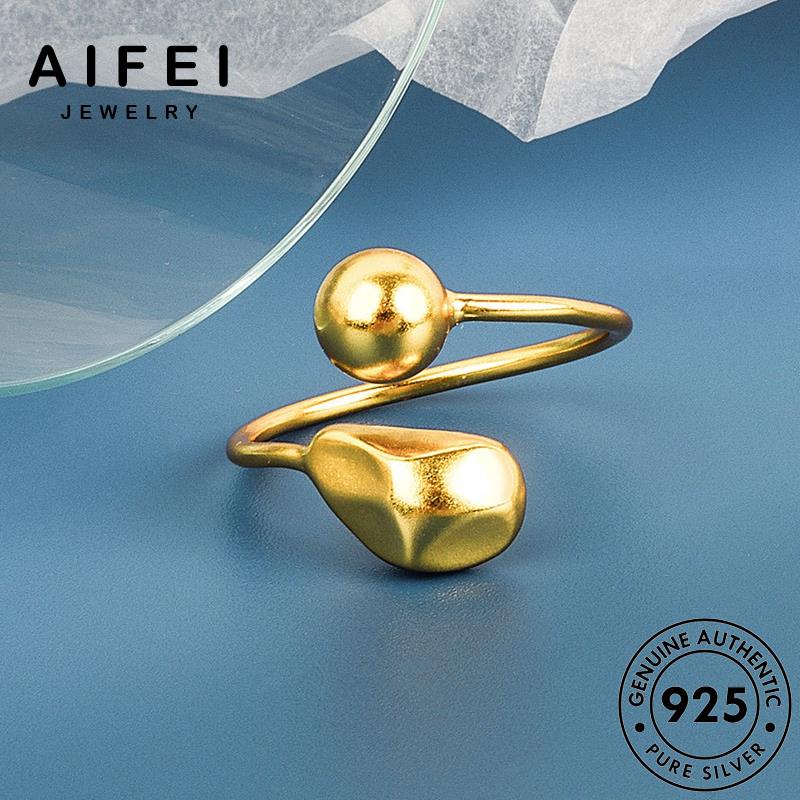 AIFEI JEWELRY 925 thời nước nguyên phụ hàn giản nữ quốc đơn vàng sức kiện bản trang nhẫn bạc thật giọt R1176