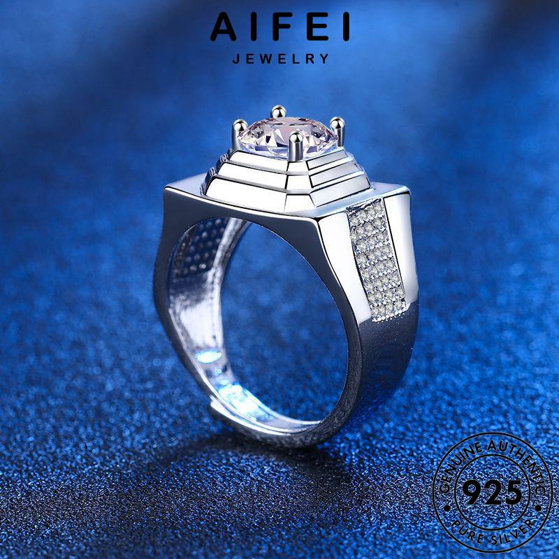 AIFEI JEWELRY sức thời nhẫn trang hàn thật quốc cương bản bạc nam nguyên phụ độc 925 kiện kim đoán moissanite R1147