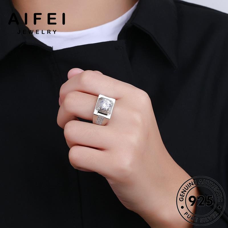 AIFEI JEWELRY sức thời nhẫn trang hàn thật quốc cương bản bạc nam nguyên phụ độc 925 kiện kim đoán moissanite R1147