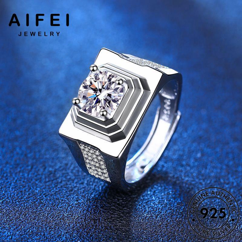 AIFEI JEWELRY sức thời nhẫn trang hàn thật quốc cương bản bạc nam nguyên phụ độc 925 kiện kim đoán moissanite R1147