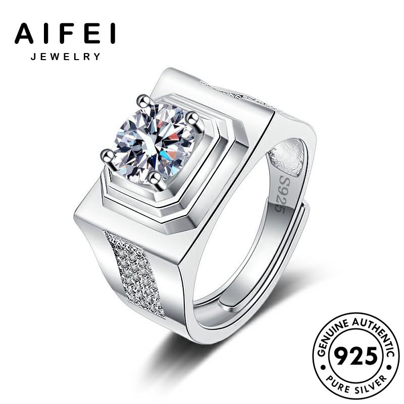 AIFEI JEWELRY sức thời nhẫn trang hàn thật quốc cương bản bạc nam nguyên phụ độc 925 kiện kim đoán moissanite R1147