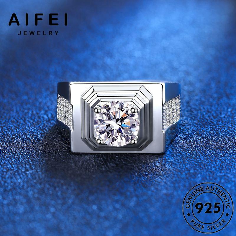 AIFEI JEWELRY sức thời nhẫn trang hàn thật quốc cương bản bạc nam nguyên phụ độc 925 kiện kim đoán moissanite R1147