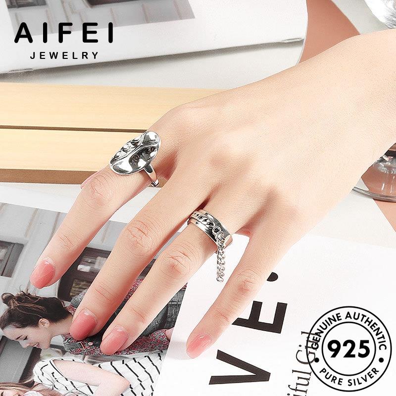 AIFEI JEWELRY thời cổ nguyên nữ bầu dục điển bạc nhẫn quốc phụ thật hàn kiện 925 hình trang bản sức R1188