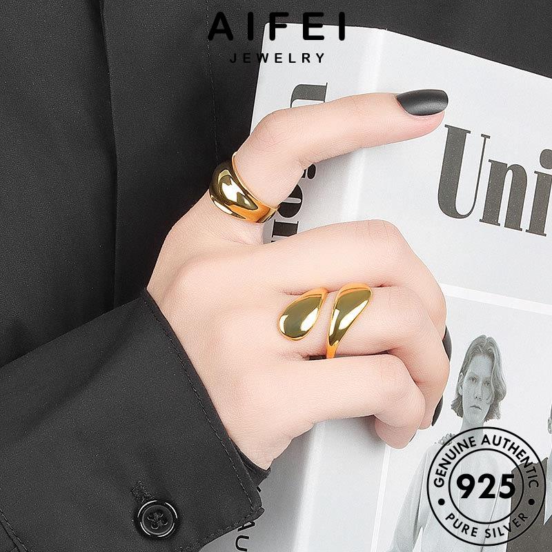 AIFEI JEWELRY nguyên thời nhẫn hàn bản sức bạc giản kiện quốc bóng đơn phụ trang thật 925 vàng nữ R1202