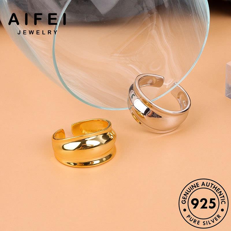 AIFEI JEWELRY nguyên thời nhẫn hàn bản sức bạc giản kiện quốc bóng đơn phụ trang thật 925 vàng nữ R1202