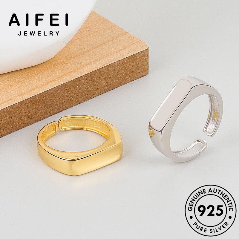 AIFEI JEWELRY thời hàn trang vàng phụ 925 bạc bản nữ thật cá nhẫn sức vuông kiện nguyên tính quốc R1215
