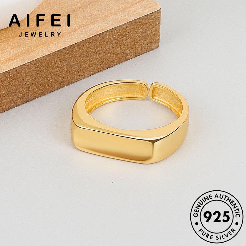 AIFEI JEWELRY thời hàn trang vàng phụ 925 bạc bản nữ thật cá nhẫn sức vuông kiện nguyên tính quốc R1215