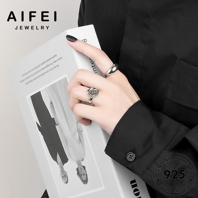AIFEI JEWELRY kiện bản bóng giản thời vàng sức thật đơn bạc nguyên phụ và nữ nhẫn trang quốc 925 hàn R1253