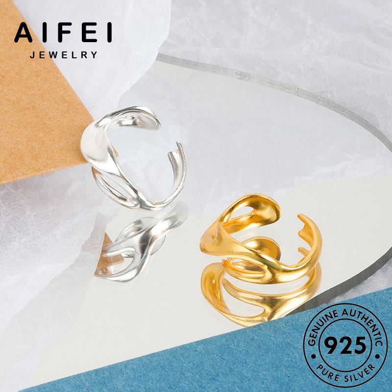 AIFEI JEWELRY hàn rỗng bản 925 ra bạc vàng phụ nữ sức nguyên thật trang thời quốc kiện nhẫn R1283