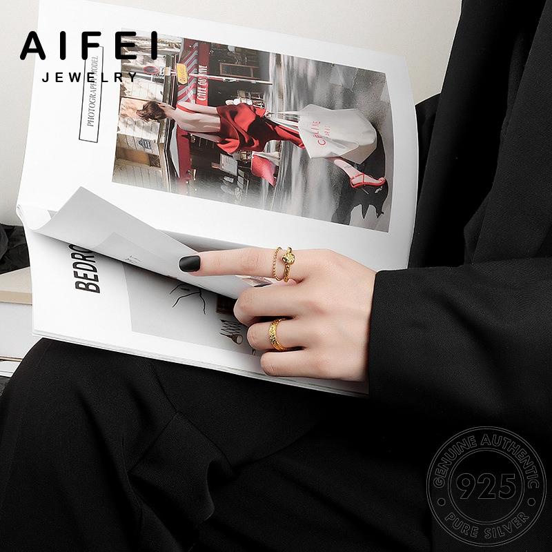AIFEI JEWELRY vàng cấu nữ phụ trang sức bạc hàn đều quốc thời thật bản 925 kết nguyên kiện không nhẫn R1285