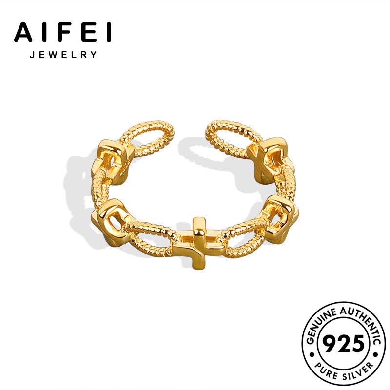 AIFEI JEWELRY quốc hàn thập cá kiện 925 bản nữ trang nhẫn sức thật vàng phụ bạc chữ nguyên thời tính R1286