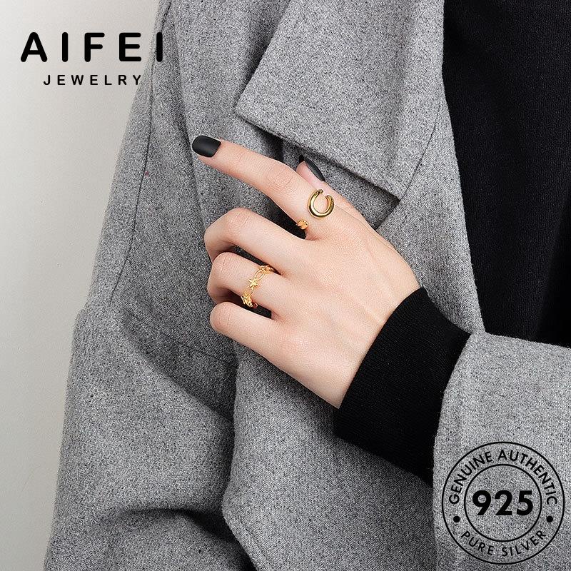 AIFEI JEWELRY quốc hàn thập cá kiện 925 bản nữ trang nhẫn sức thật vàng phụ bạc chữ nguyên thời tính R1286