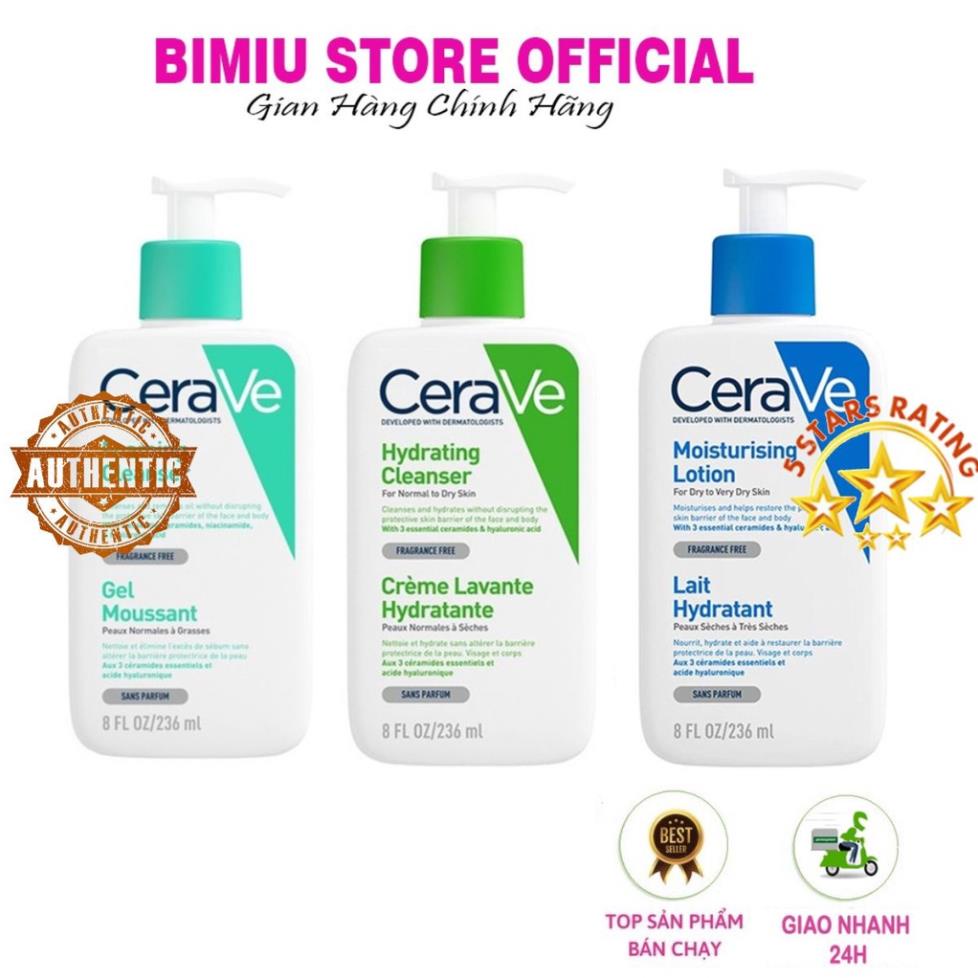 Sữa Rửa Mặt Cerave Sạch Sâu Cho Da Thường Đến Da Dầu Foaming Cleanser, Hydrating Cleanser 236ml - bimiu.store.official | BigBuy360 - bigbuy360.vn