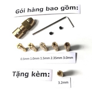 Bộ đầu kẹp mũi 0.5mm đến 3.2mm lỗ trục 3.17mm gắn motor 540