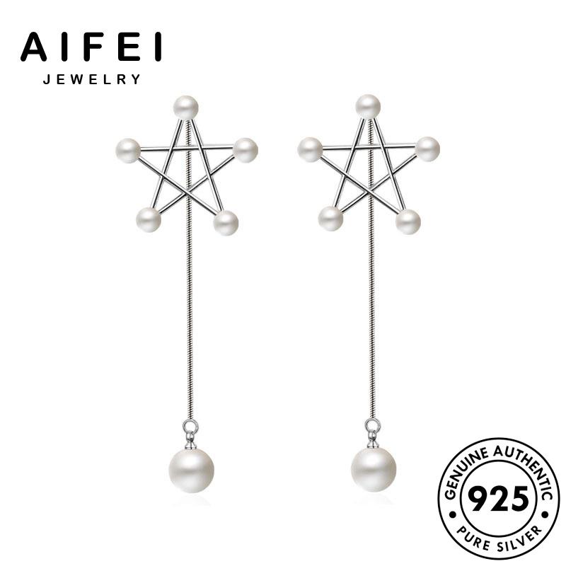 AIFEI JEWELRY sức bản phụ xỏ quốc nguyên bạc thời tua 925 sao Thời trai khuyên tai bông nữ trang hàn ngọc ngôi kiện thật tròn vành E591