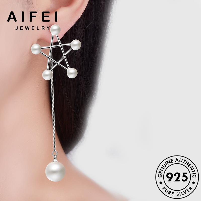 AIFEI JEWELRY sức bản phụ xỏ quốc nguyên bạc thời tua 925 sao Thời trai khuyên tai bông nữ trang hàn ngọc ngôi kiện thật tròn vành E591