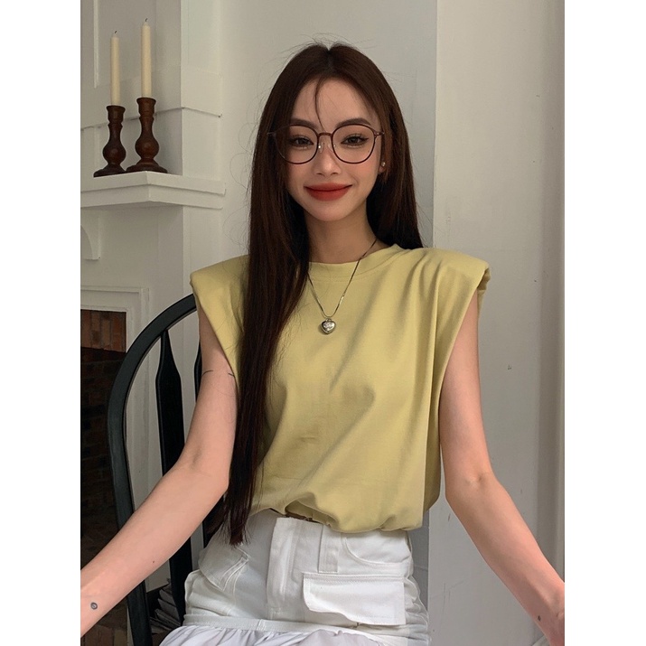 Jiashucheng Áo Sát Nách Dáng Rộng Màu Trắng Thời Trang Mùa Hè