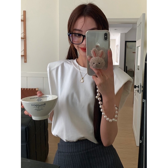 Jiashucheng Áo Sát Nách Dáng Rộng Màu Trắng Thời Trang Mùa Hè