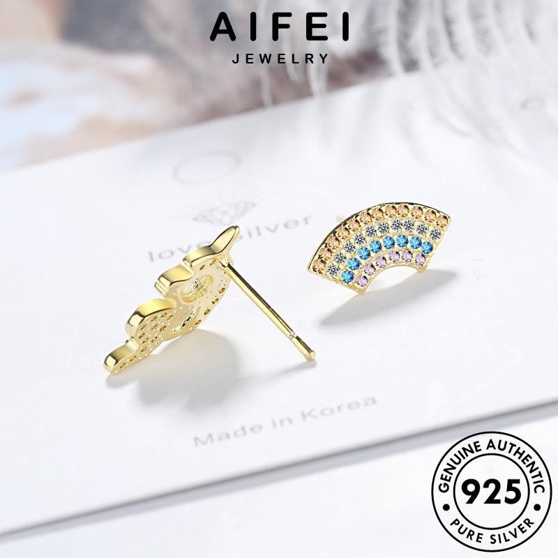 AIFEI JEWELRY nguyên sức lân trang phụ vành tròn tua kim moissanite 925 Thời vàng thời kỳ hàn quốc bông cầu tai bạc bản vồng nữ khuyên xỏ cương kiện thật E705