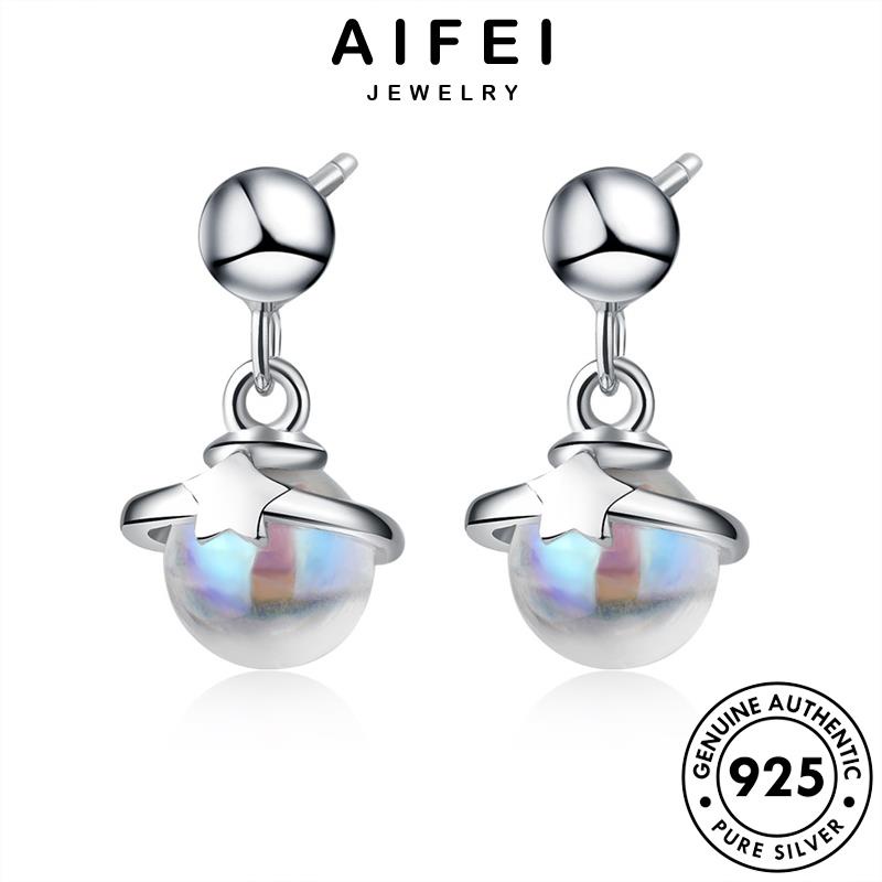 AIFEI JEWELRY khuyên bông bản trang tròn tinh hành thời trăng nguyên Thời phụ kiện vành thật mặt 925 tua tai xỏ quốc bạc nữ sức hàn đá E706