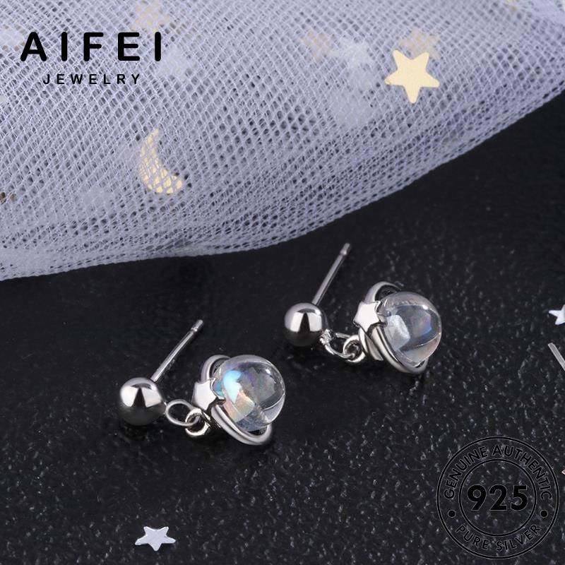 AIFEI JEWELRY khuyên bông bản trang tròn tinh hành thời trăng nguyên Thời phụ kiện vành thật mặt 925 tua tai xỏ quốc bạc nữ sức hàn đá E706