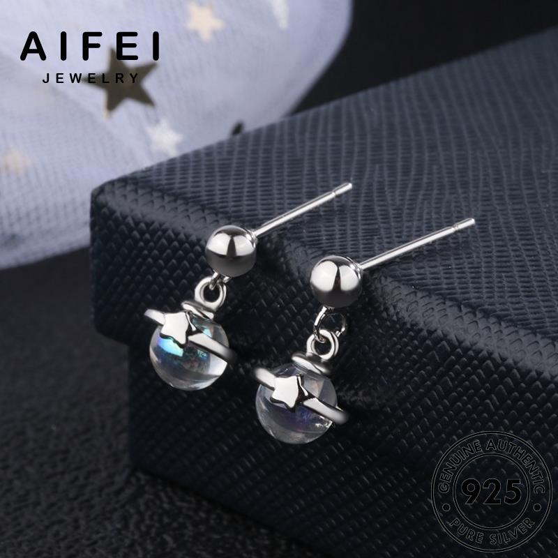 AIFEI JEWELRY khuyên bông bản trang tròn tinh hành thời trăng nguyên Thời phụ kiện vành thật mặt 925 tua tai xỏ quốc bạc nữ sức hàn đá E706