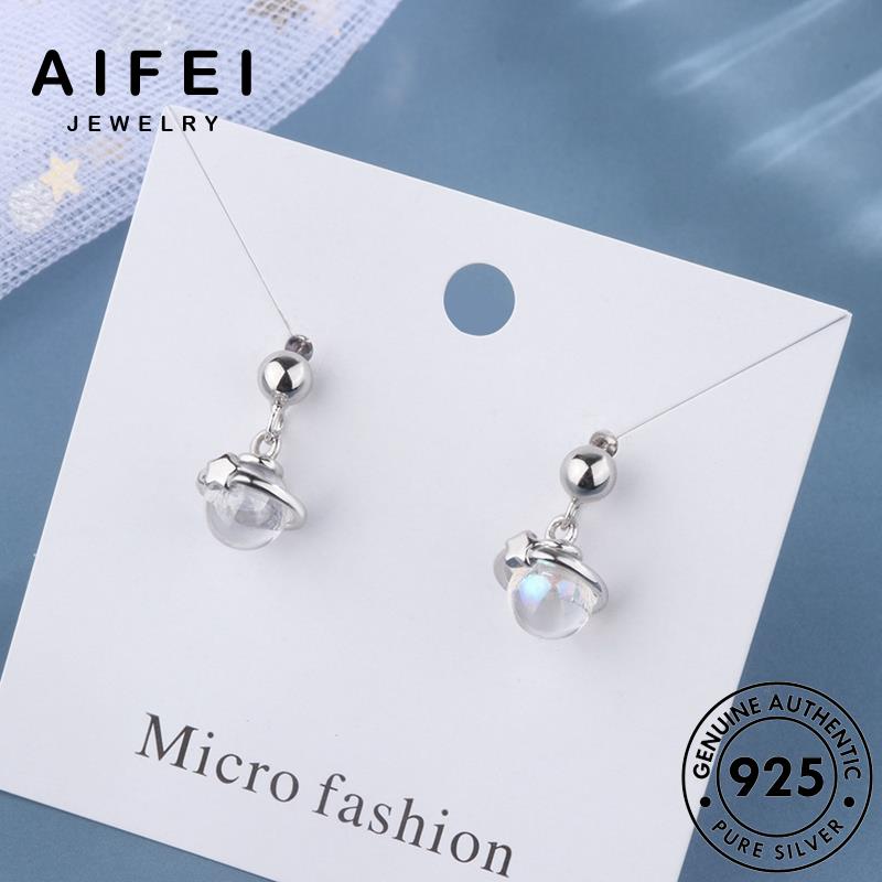 AIFEI JEWELRY khuyên bông bản trang tròn tinh hành thời trăng nguyên Thời phụ kiện vành thật mặt 925 tua tai xỏ quốc bạc nữ sức hàn đá E706