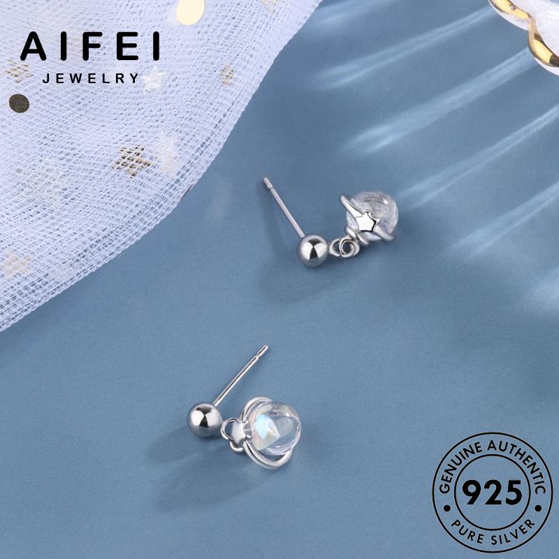 AIFEI JEWELRY khuyên bông bản trang tròn tinh hành thời trăng nguyên Thời phụ kiện vành thật mặt 925 tua tai xỏ quốc bạc nữ sức hàn đá E706