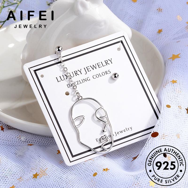 AIFEI JEWELRY tai Thời nguyên hàn bông người xỏ thời trang bản bạc phụ tròn sức 925 quốc mặt kiện tua vành khuyên thật nữ E805