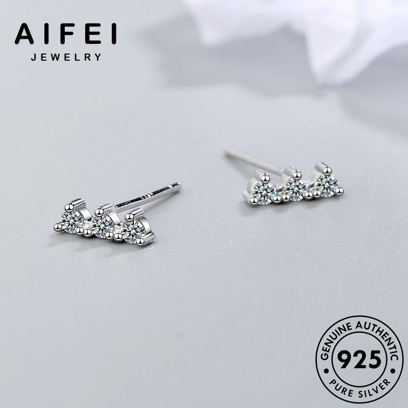 AIFEI JEWELRY bản vành tua thời bông kiện 925 nữ sức hàn bạc quốc aquamarine tròn tai nguyên xỏ tròn Thời thật trang phụ khuyên E684