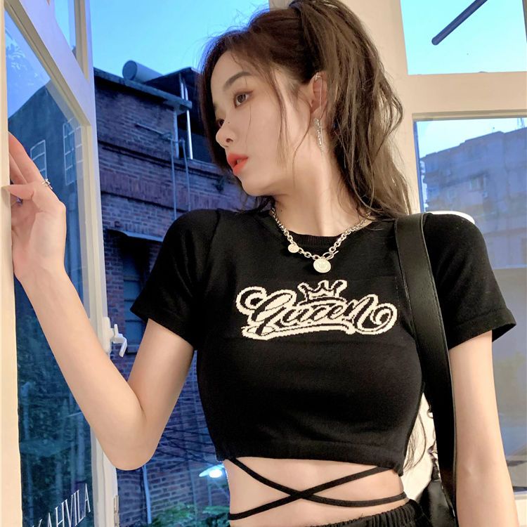 Jiashucheng Áo Thun Nữ Ngắn Tay In Chữ Phong Cách Mới