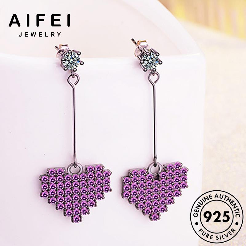 AIFEI JEWELRY tròn tai trang hàn tua thạch bạc bản 925 anh xỏ Thời sức nguyên thật tím vành bông phụ quốc thời khuyên yêu nữ kiện E843
