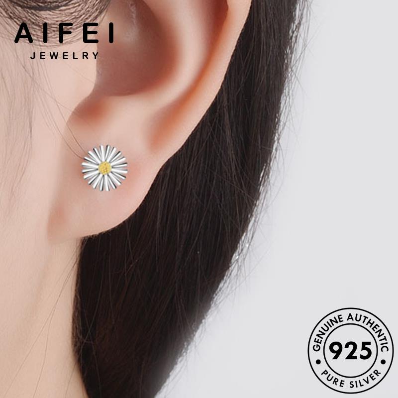 AIFEI JEWELRY vành khuyên bông xỏ tua tròn bạc vàng sức nguyên thời phụ hàn quốc kiện tai trang Thời 925 cúc bản nữ thật hoa E881
