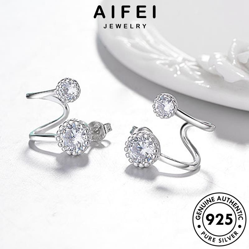 AIFEI JEWELRY tròn nữ bản kiện thời hàn Thời bông xỏ phụ moissanite quốc bạc 925 cương tròn vành sức khuyên tai trang kim tua nguyên thật E891