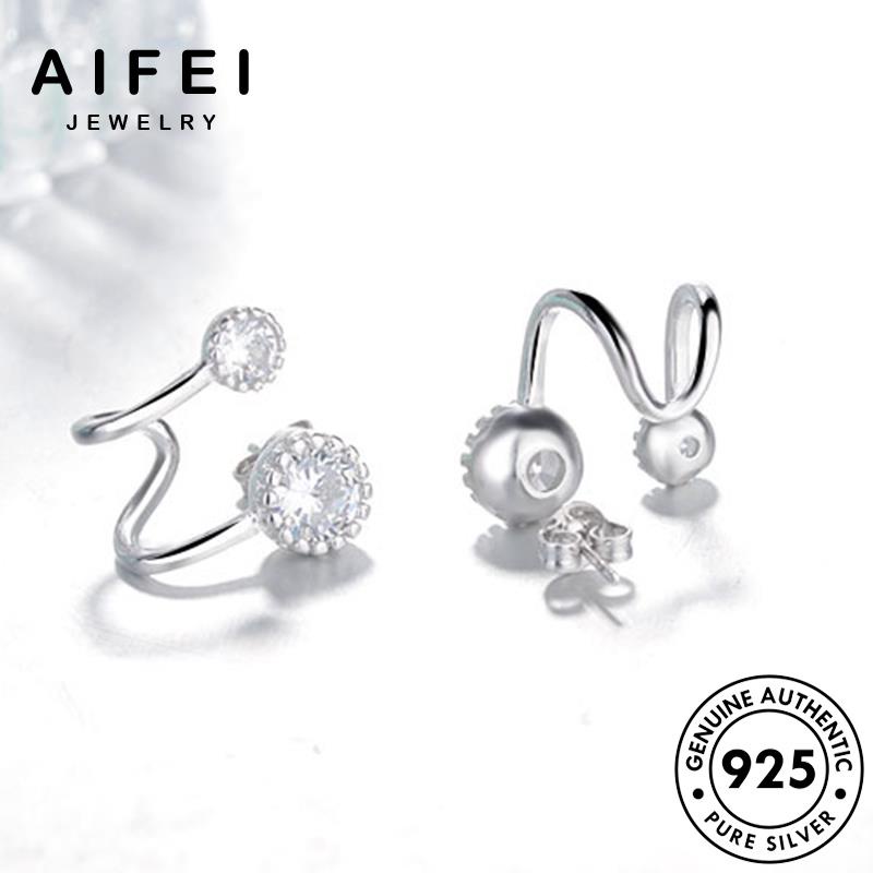 AIFEI JEWELRY tròn nữ bản kiện thời hàn Thời bông xỏ phụ moissanite quốc bạc 925 cương tròn vành sức khuyên tai trang kim tua nguyên thật E891