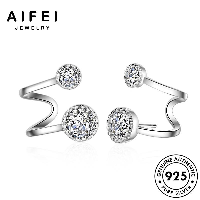 AIFEI JEWELRY tròn nữ bản kiện thời hàn Thời bông xỏ phụ moissanite quốc bạc 925 cương tròn vành sức khuyên tai trang kim tua nguyên thật E891