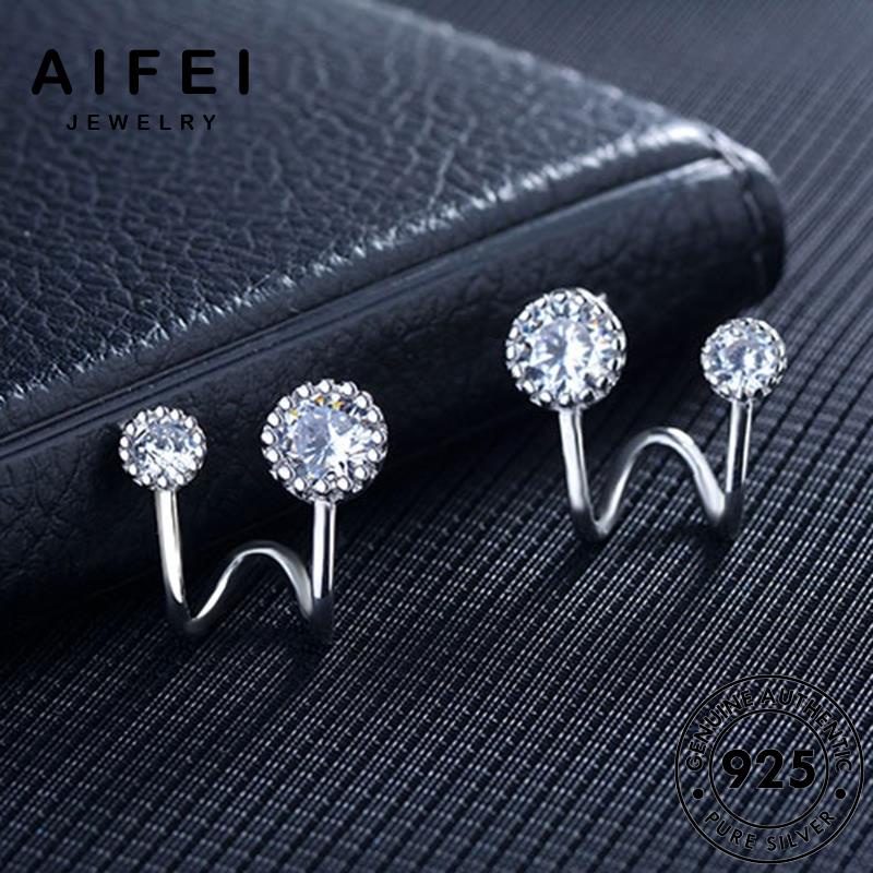 AIFEI JEWELRY tròn nữ bản kiện thời hàn Thời bông xỏ phụ moissanite quốc bạc 925 cương tròn vành sức khuyên tai trang kim tua nguyên thật E891