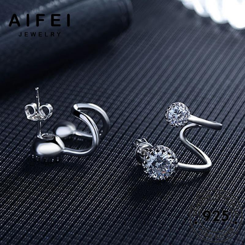AIFEI JEWELRY tròn nữ bản kiện thời hàn Thời bông xỏ phụ moissanite quốc bạc 925 cương tròn vành sức khuyên tai trang kim tua nguyên thật E891